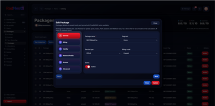 MikroTik billing software dashboard view in Radnex AI